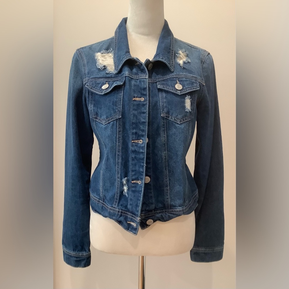 Wax Jean Distressed Denim Jacket Size M